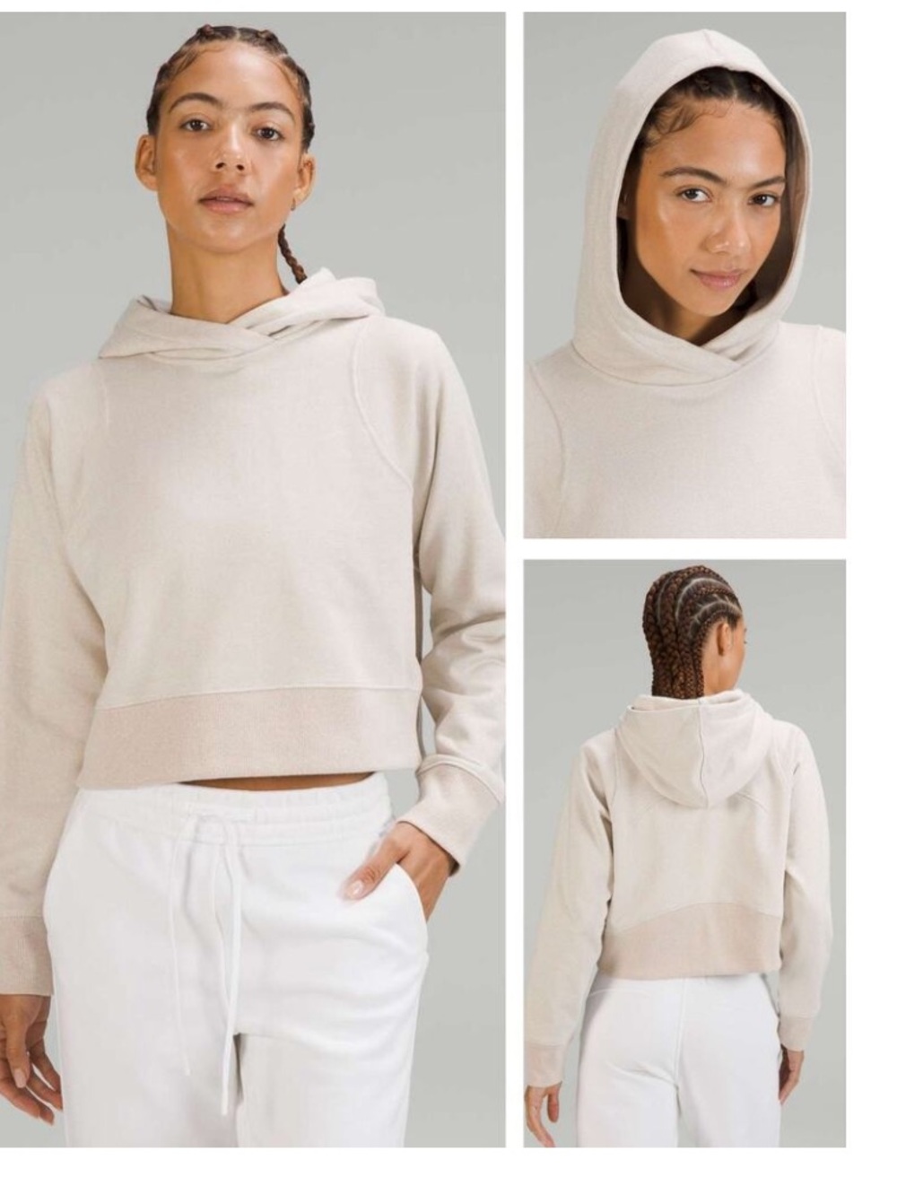 LULULEMON Loungeful Cropped Hoodie Sparkle Bone / Beige Size 4.